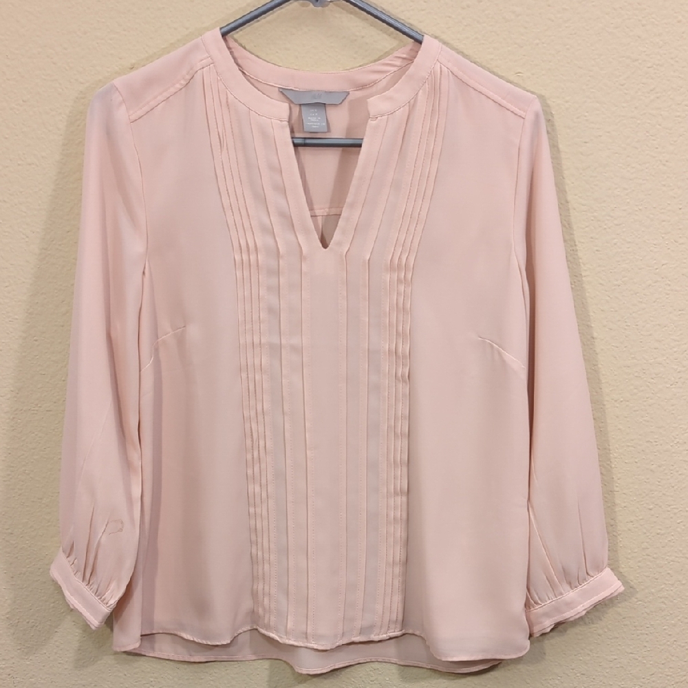 H&M Soft Pink Pleated Blouse